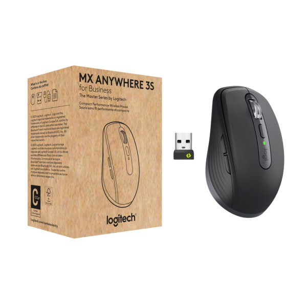 B-Mouse Logitech MX Anywhere 3S for Business - rechts - Laser - RF Wireless + Bluetooth - 8000 DPI - Graphit (910-006958)