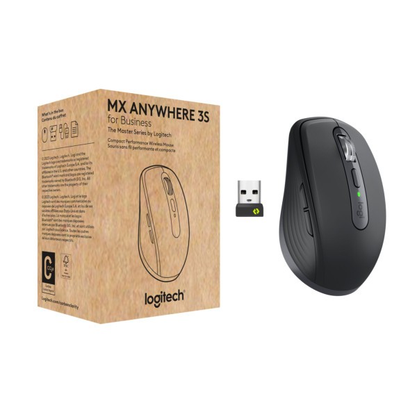 Mouse Logitech MX Anywhere 3S for Business - rechts - Laser - RF Wireless + Bluetooth - 8000 DPI - Graphit (910-006958)