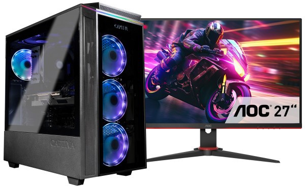 Captiva PC Highend Gaming R82-991 TFT Bundle (Ryzen 7 5700X/RTX4070 Super 12GB GDDR6X/SSD 1TB/32768/WLAN/Windows 11 Home 64-bit)