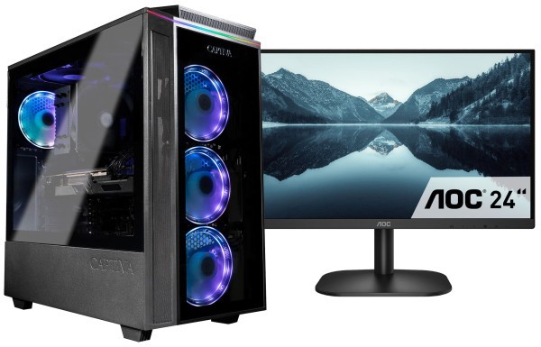 Captiva PC Advanced Gaming I75-606 TFT Bundle (i5-10400F/RTX3060 12GB GDDR6/SSD 1TB/16384/MSI/Windows 11 Home 64-bit)