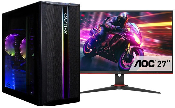 Captiva PC Advanced Gaming R82-961 TFT Bundle (Ryzen 7 5700X/RTX4060 Ti 8GB GDDR6/SSD 1TB/32768/WLAN/w/o OS)